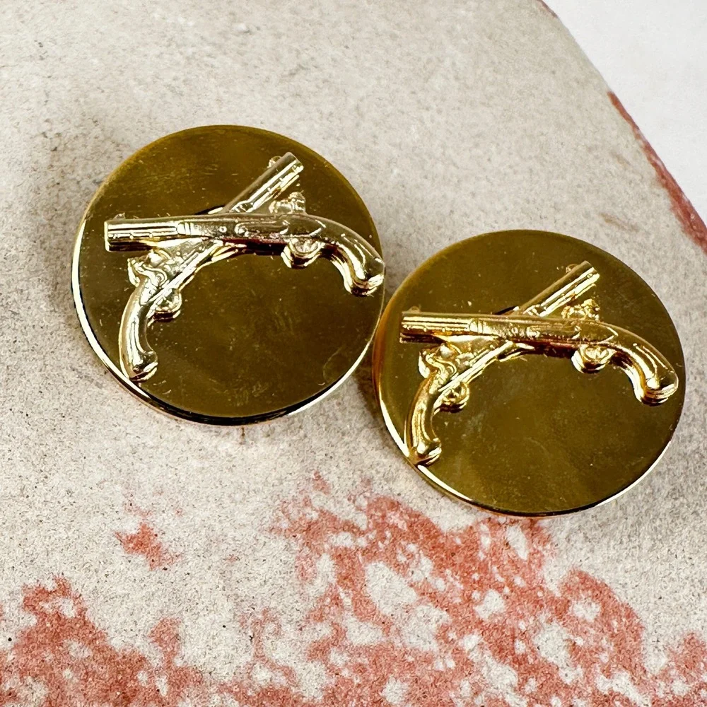 Vintage Lot 2  U.S. Army Military Police Corps‎ Lapel Pins Shiny Gold IRA Green